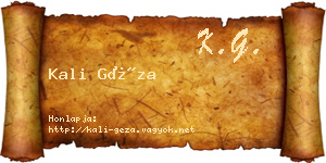 Kali Géza névjegykártya